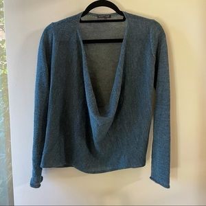 Eileen Fisher Alpaca Wool Thin Knit Cowl Neck Sweater Top
